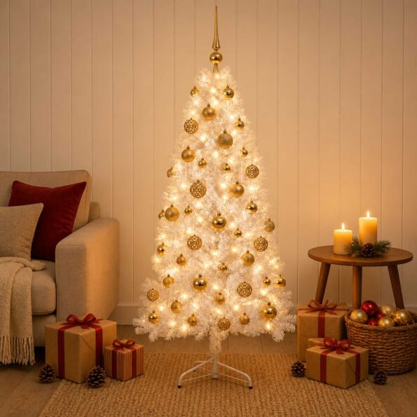 vidaXL Umelý Sklápací Vianočný Stromček 150 cm 150 LED Teplá biela – Obrázok 3