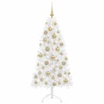 vidaXL Umelý Sklápací Vianočný Stromček 150 cm 150 LED Teplá biela – Obrázok 4