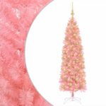 vidaXL Umelý štíhly vianočný stromček s vianočnou guľou 180 cm 300 LED – Obrázok 2