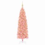 vidaXL Umelý štíhly vianočný stromček s vianočnou guľou 180 cm 300 LED – Obrázok 4