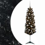 vidaXL Umelý štíhly vianočný stromček s vianočnou guľou 150 cm 150 LED – Obrázok 2