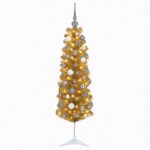 vidaXL Umelý štíhly vianočný stromček s ozdobami 150 cm 150 LED – Obrázok 4