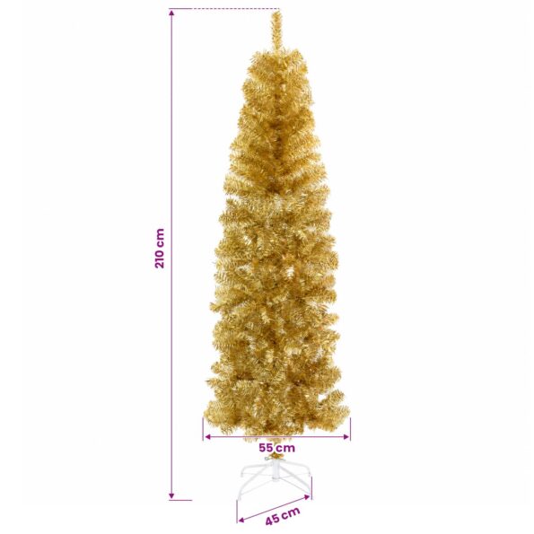 vidaXL Umelý štíhly vianočný stromček s ozdobami 210 cm 300 LED – Obrázok 11