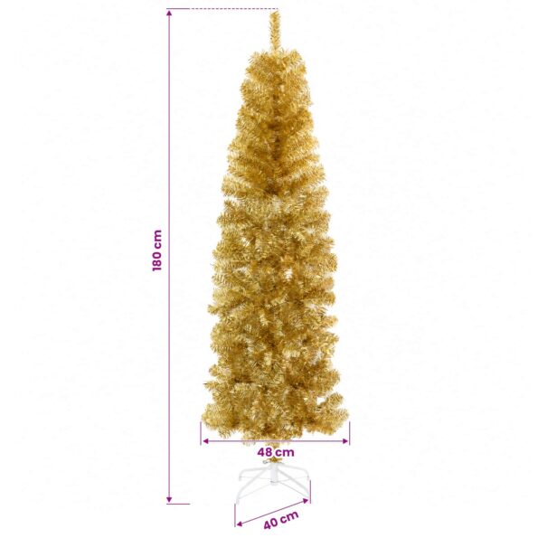 vidaXL Umelý štíhly vianočný stromček s ozdobami 180 cm 300 LED – Obrázok 11