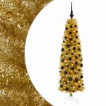 vidaXL Umelý štíhly vianočný stromček s ozdobami 180 cm 300 LED – Obrázok 2