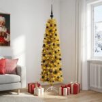 vidaXL Umelý štíhly vianočný stromček s ozdobami 180 cm 300 LED – Obrázok 3