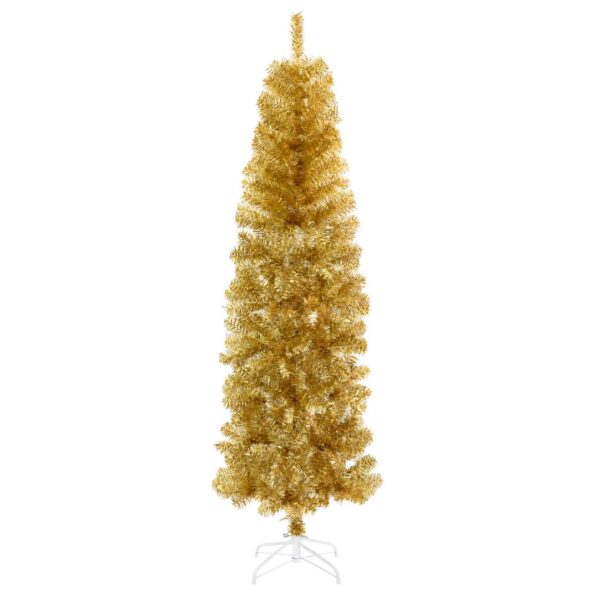 vidaXL Umelý štíhly vianočný stromček s ozdobami 180 cm 300 LED – Obrázok 5