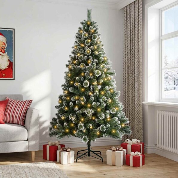 vidaXL Umelý vianočný stromček 120 cm 150 LED Teplá biela PVC a kov – Obrázok 3