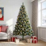 vidaXL Umelý vianočný stromček 150 cm 150 LED Teplá biela PVC a kov – Obrázok 3