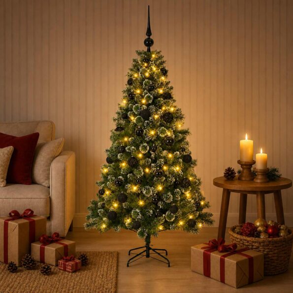 vidaXL Umelý vianočný stromček s ozdobami 150 cm 150 LED Teplá biela – Obrázok 3