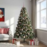vidaXL Umelý vianočný stromček s ozdobou 210 cm 300 LED Teplá biela – Obrázok 3