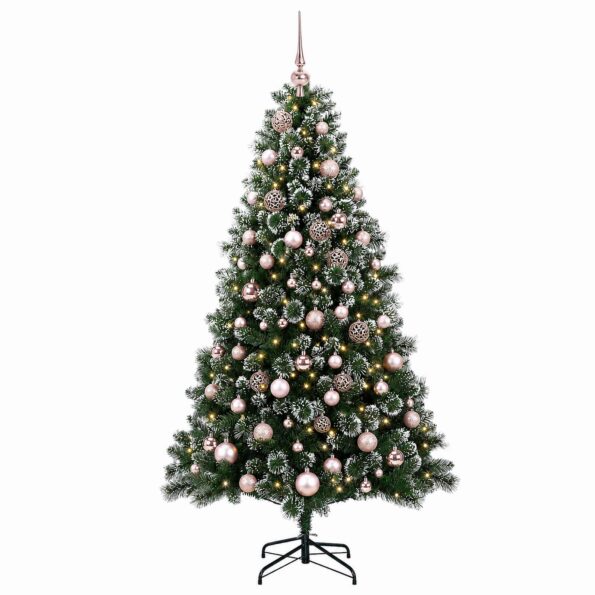 vidaXL Umelý vianočný stromček s ozdobou 210 cm 300 LED Teplá biela – Obrázok 4