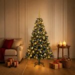 vidaXL Umelý vianočný stromček s ozdobou 150 cm 150 LED Teplá biela
