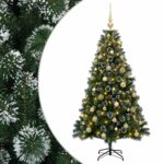 vidaXL Umelý vianočný stromček s ozdobou 150 cm 150 LED Teplá biela – Obrázok 2