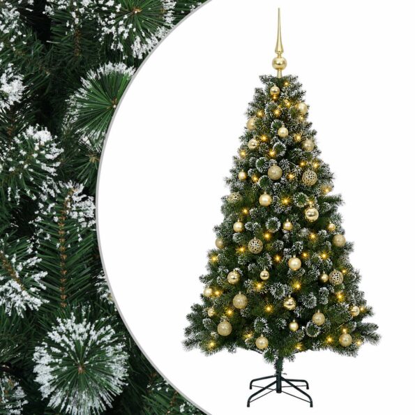 vidaXL Umelý vianočný stromček s ozdobou 150 cm 150 LED Teplá biela – Obrázok 2