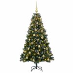 vidaXL Umelý vianočný stromček s ozdobou 150 cm 150 LED Teplá biela – Obrázok 4