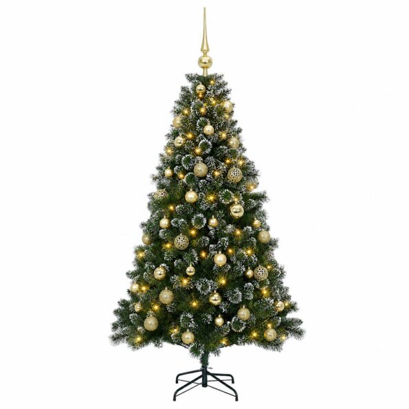 vidaXL Umelý vianočný stromček s ozdobou 150 cm 150 LED Teplá biela – Obrázok 4