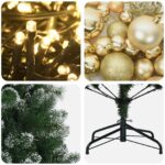 vidaXL Umelý vianočný stromček s ozdobou 150 cm 150 LED Teplá biela – Obrázok 7