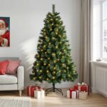 vidaXL Umelý vianočný stromček 210 cm 300 LED Teplá biela PVC a kov – Obrázok 3