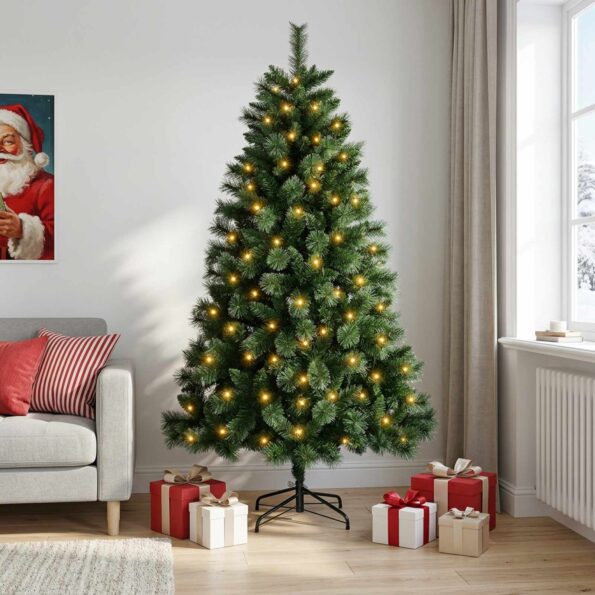 vidaXL Umelý vianočný stromček 210 cm 300 LED Teplá biela PVC a kov – Obrázok 3