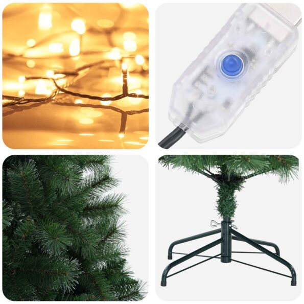 vidaXL Umelý vianočný stromček 210 cm 300 LED Teplá biela PVC a kov – Obrázok 7