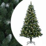 vidaXL Umelý vianočný stromček 150 cm 150 LED Teplá biela PVC a kov – Obrázok 2