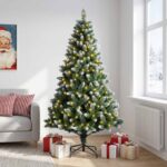 vidaXL Umelý vianočný stromček 150 cm 150 LED Teplá biela PVC a kov – Obrázok 3