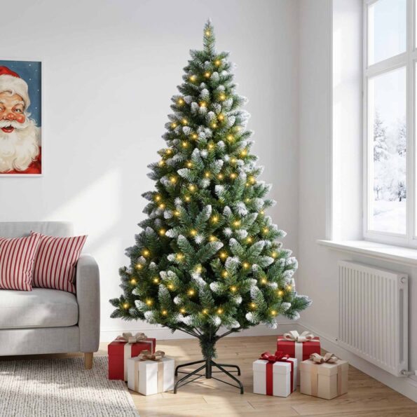 vidaXL Umelý vianočný stromček 150 cm 150 LED Teplá biela PVC a kov – Obrázok 3