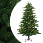 vidaXL Umelý vianočný stromček 150 cm 150 LED Teplá biela PVC a kov – Obrázok 2