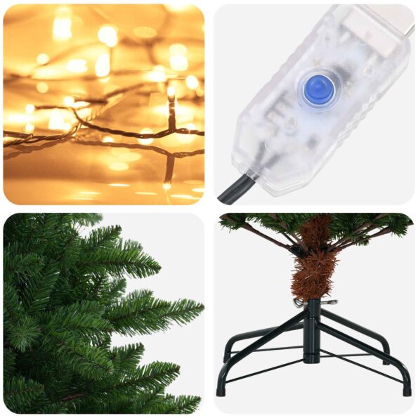 vidaXL Umelý vianočný stromček 150 cm 150 LED Teplá biela PVC a kov – Obrázok 7