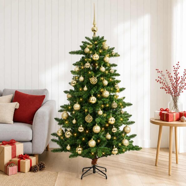 vidaXL Artificial Christmas Tree with Bauble 120 cm 150 LED – Obrázok 3