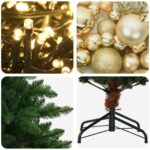 vidaXL Artificial Christmas Tree with Bauble 150 cm 150 LED – Obrázok 7