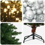 vidaXL Artificial Christmas Tree with Bauble 120 cm 150 LED – Obrázok 7