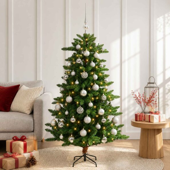 vidaXL Artificial Christmas Tree with Bauble 150 cm 150 LED – Obrázok 3