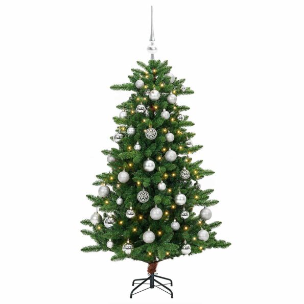 vidaXL Artificial Christmas Tree with Bauble 150 cm 150 LED – Obrázok 4