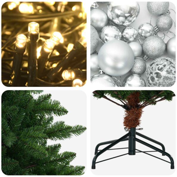 vidaXL Artificial Christmas Tree with Bauble 150 cm 150 LED – Obrázok 7