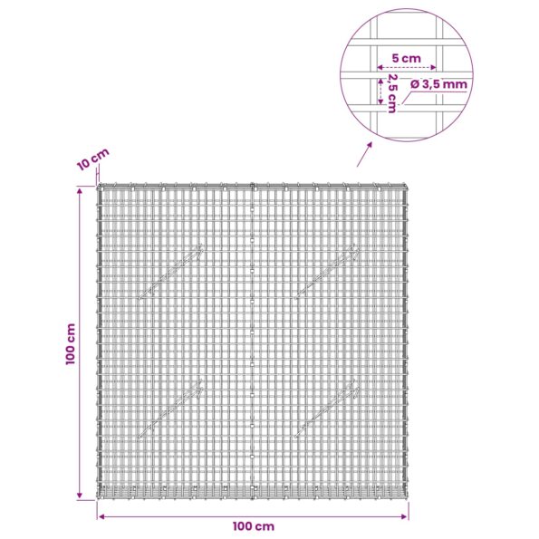 vidaXL Gabion s drôtom 3,5 mm a sieťou 5x2,5 cm 100x10x100 cm – Obrázok 6