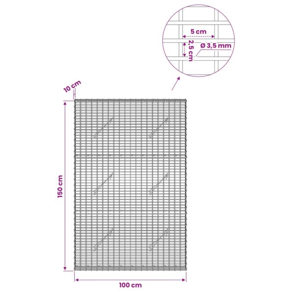 vidaXL Gabion s drôtom 3,5 mm a sieťou 5x2,5 cm 100x10x150 cm – Obrázok 6