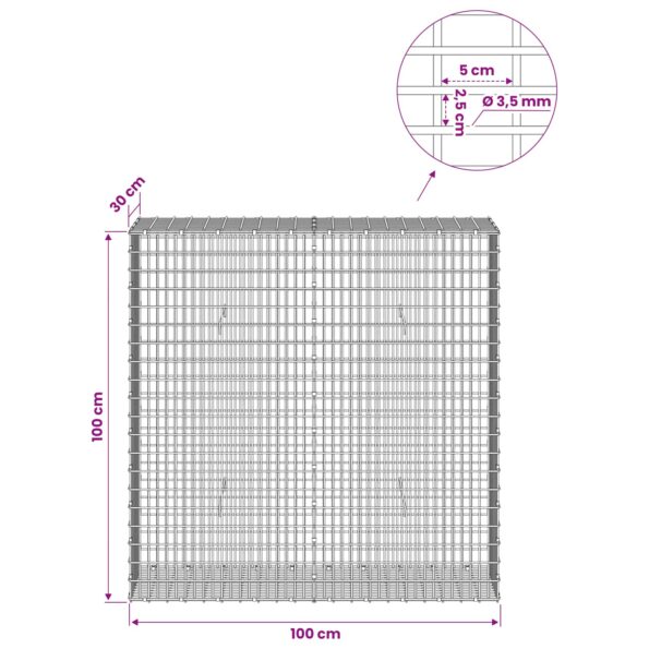 vidaXL Gabion s drôtom 3,5 mm a sieťou 5x2,5 cm 100x30x100 cm – Obrázok 6