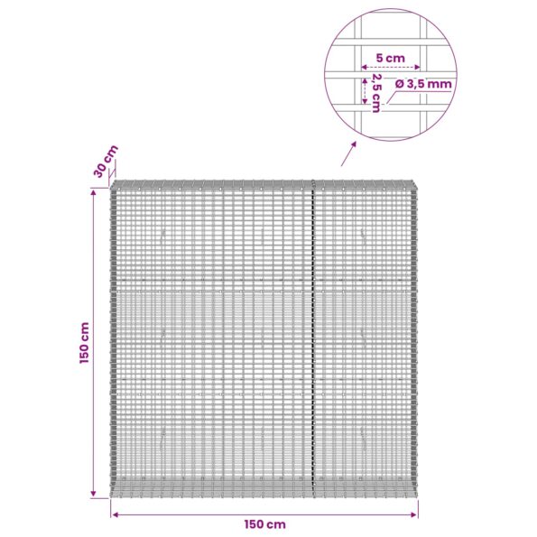 vidaXL Gabion s drôtom 3,5 mm a sieťou 5x2,5 cm 150x30x150 cm – Obrázok 6