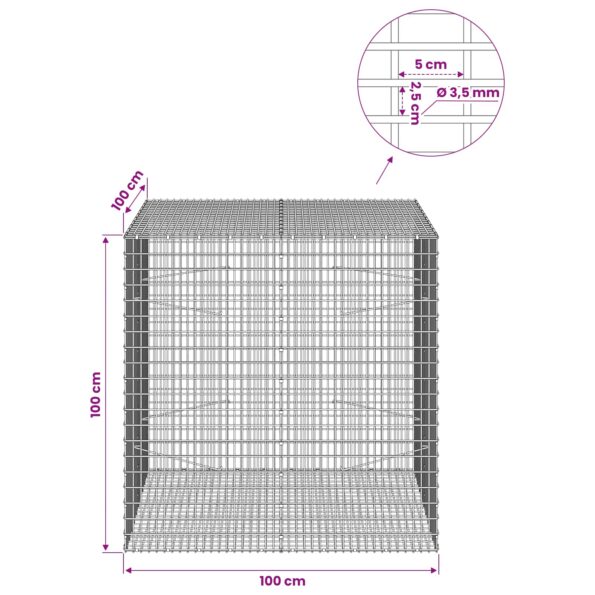 vidaXL Gabion s drôtom 3,5 mm a sieťou 5x2,5 cm 100x100x100 cm – Obrázok 6