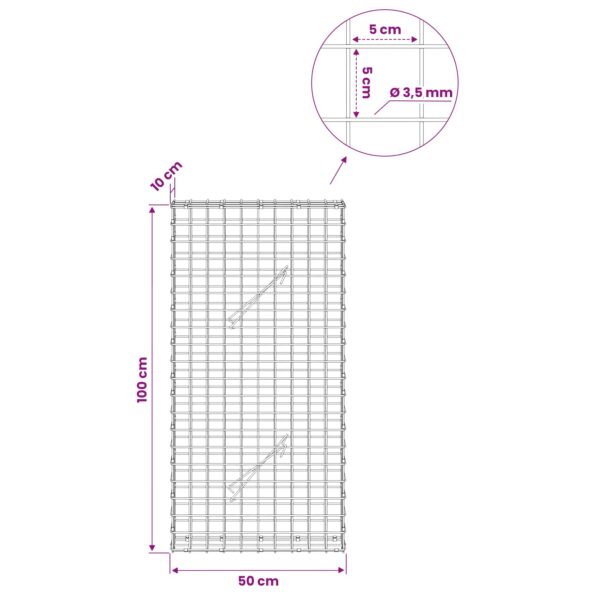 vidaXL Gabión s drôtom 3,5 mm a sieťou 5x5 cm 50x10x100 cm – Obrázok 6