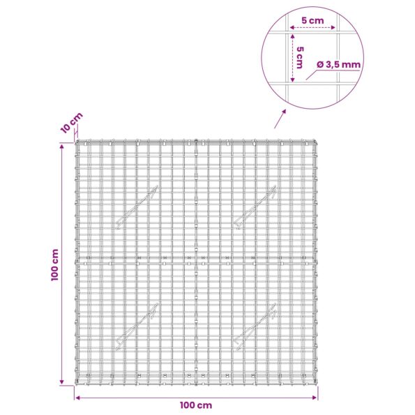 vidaXL Gabión s drôtom 3,5 mm a sieťou 5x5 cm 100x10x100 cm – Obrázok 6