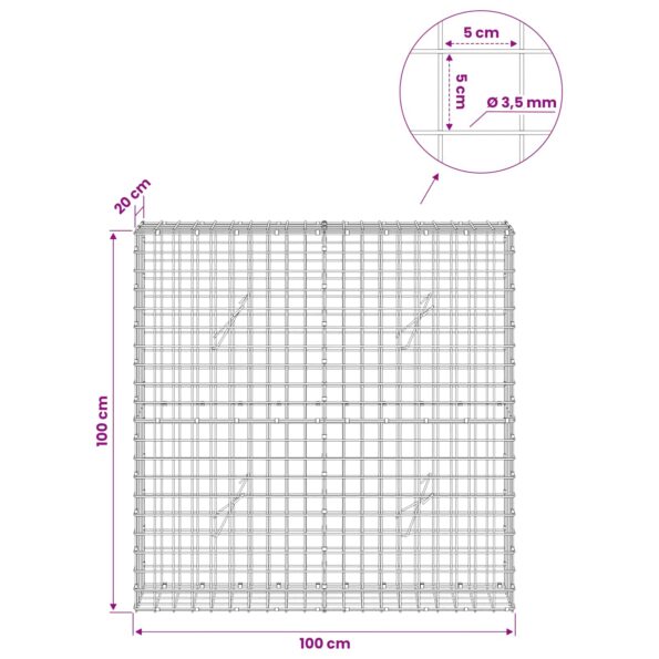 vidaXL Gabión s drôtom 3,5 mm a sieťou 5x5 cm 100x20x100 cm – Obrázok 6
