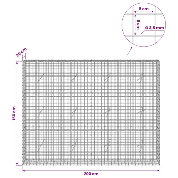 vidaXL Gabión s drôtom 3,5 mm a sieťou 5x5 cm 200x20x150 cm – Obrázok 6