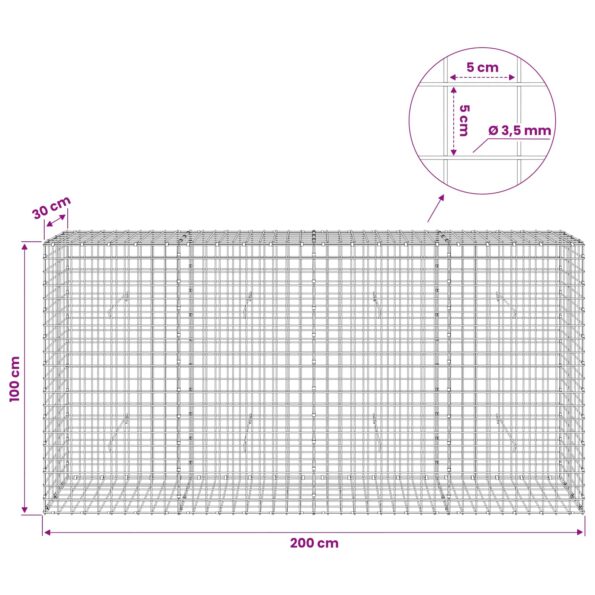vidaXL Gabión s drôtom 3,5 mm a sieťou 5x5 cm 200x30x100 cm – Obrázok 6