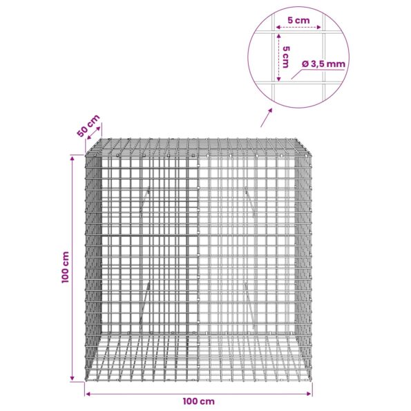 vidaXL Gabión s drôtom 3,5 mm a sieťou 5x5 cm 100x50x100 cm – Obrázok 6