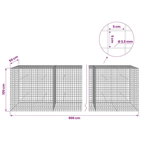 vidaXL Gabión s drôtom 3,5 mm a sieťou 5x5 cm 900x50x100 cm – Obrázok 6