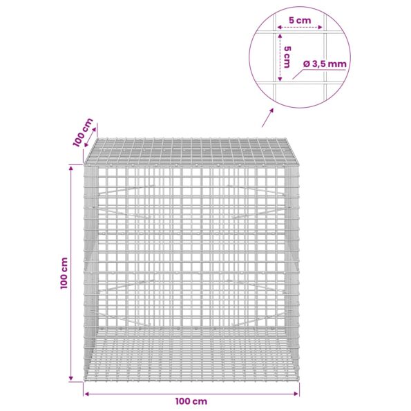 vidaXL Gabión s drôtom 3,5 mm a sieťou 5x5 cm 100x100x100 cm – Obrázok 6