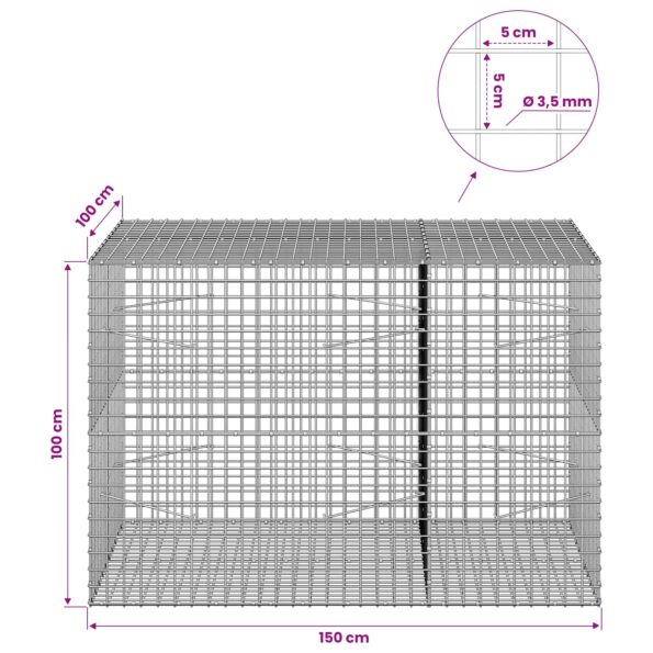 vidaXL Gabión s drôtom 3,5 mm a sieťou 5x5 cm 150x100x100 cm – Obrázok 6